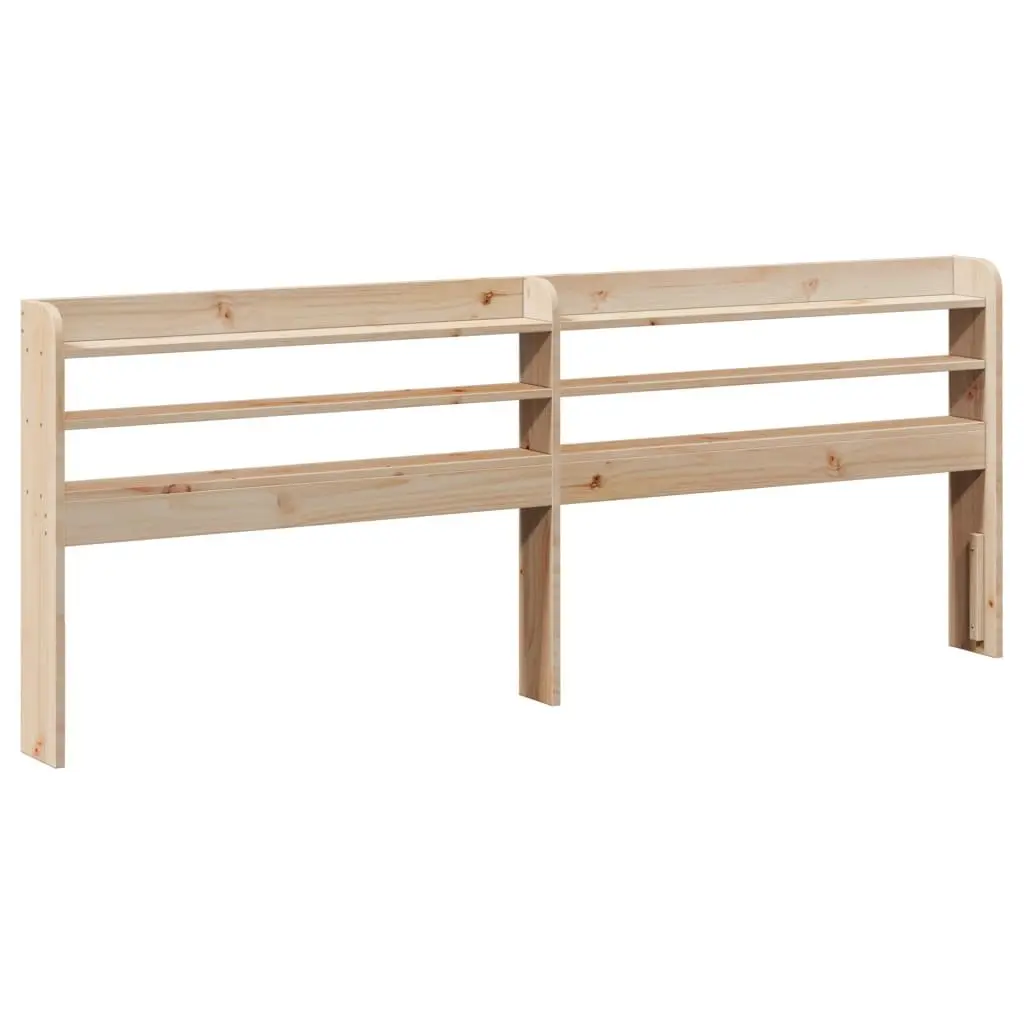 Solid Wood Pine Bed Frame with Headboard Shelves