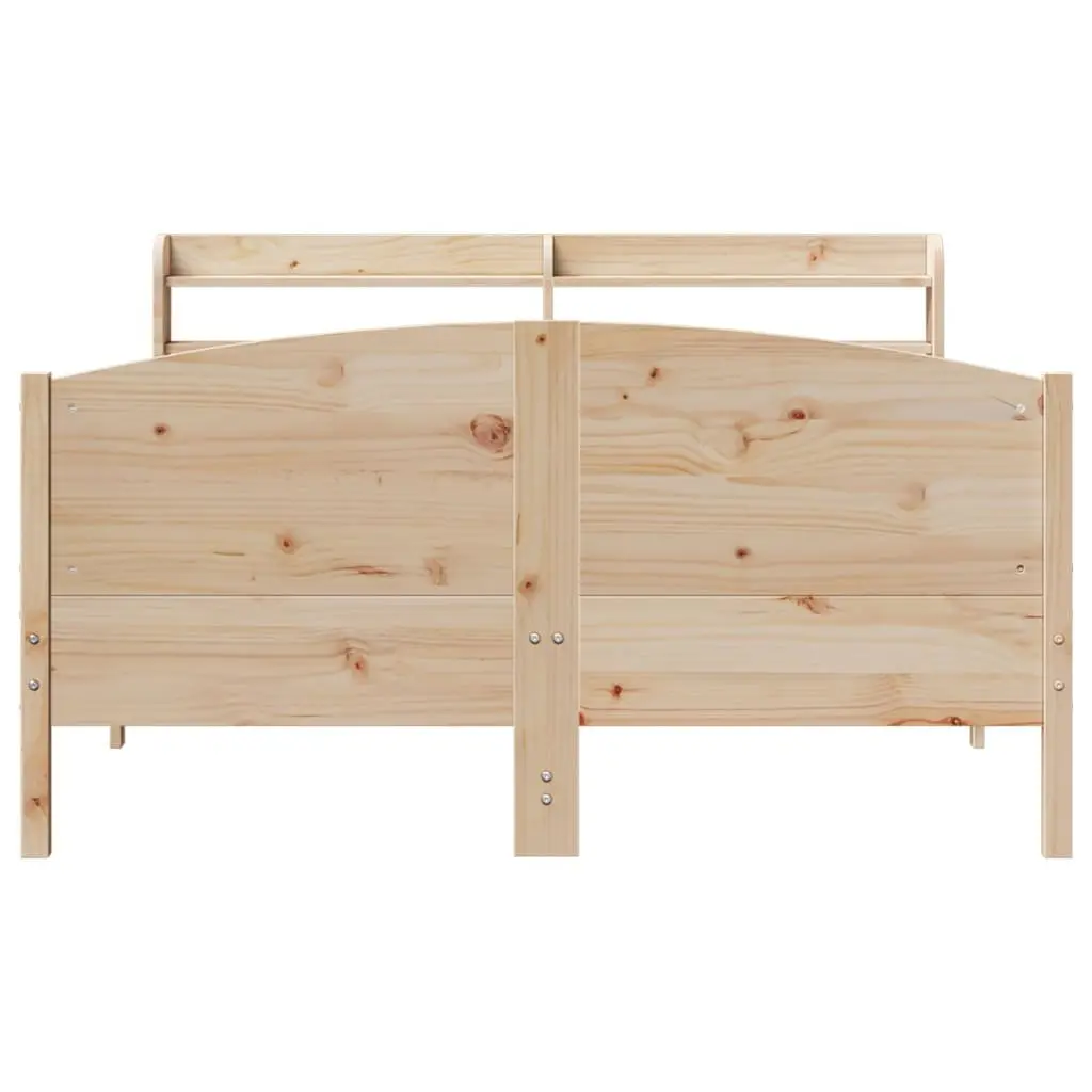 Solid Wood Pine Bed Frame with Storage Shelves