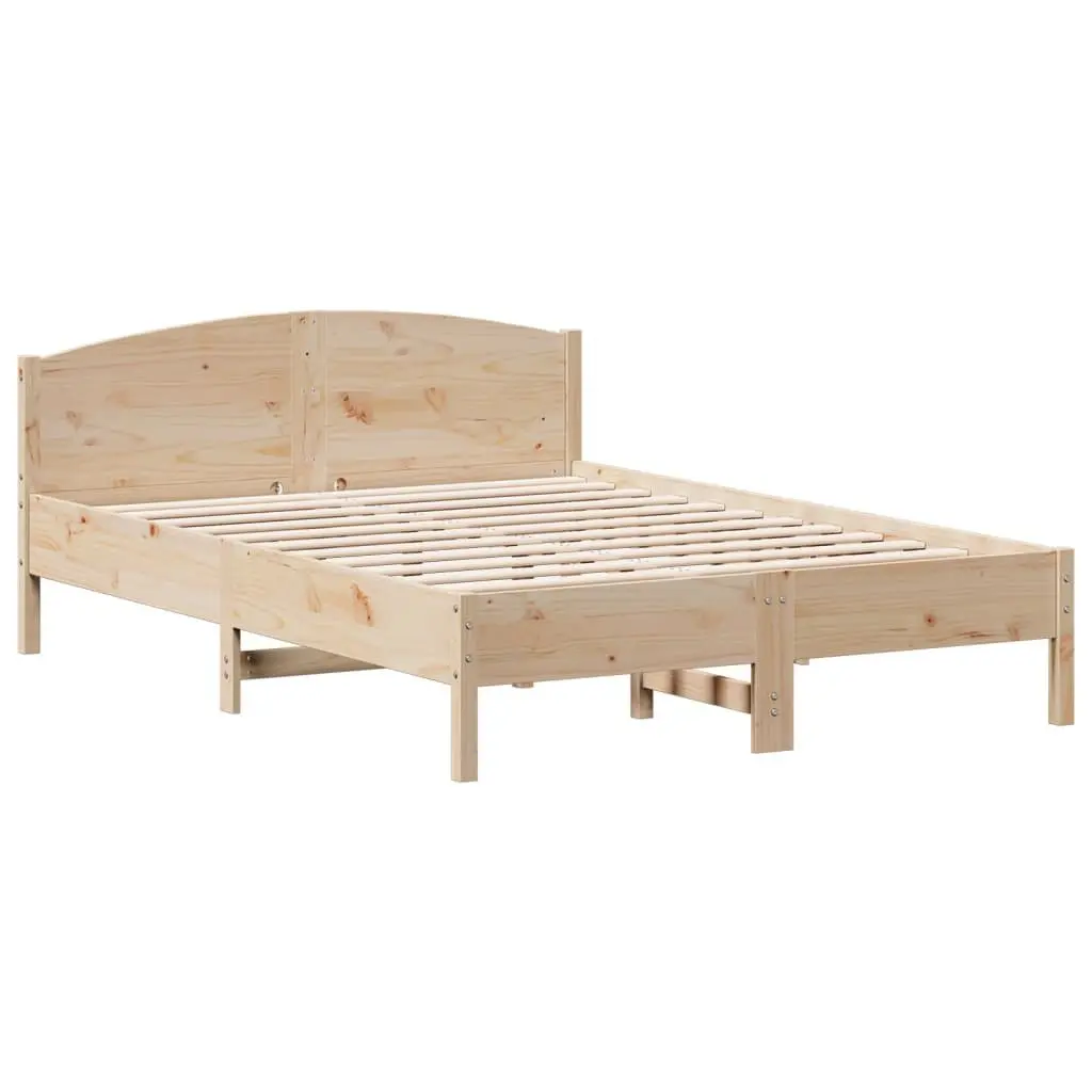 Solid Wood Pine Bed Frame with Storage Shelves
