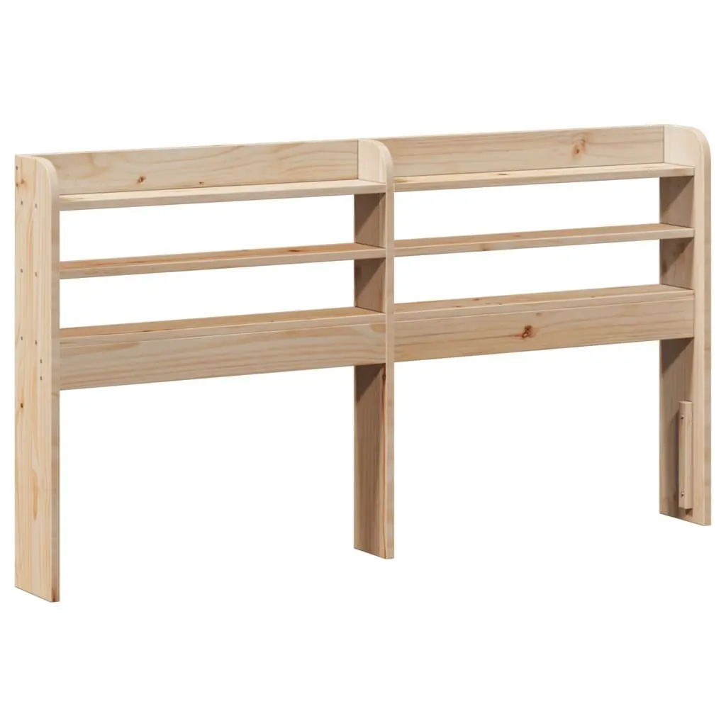 Solid Pine Wood Bed Frame with Slatted Base and Shelves