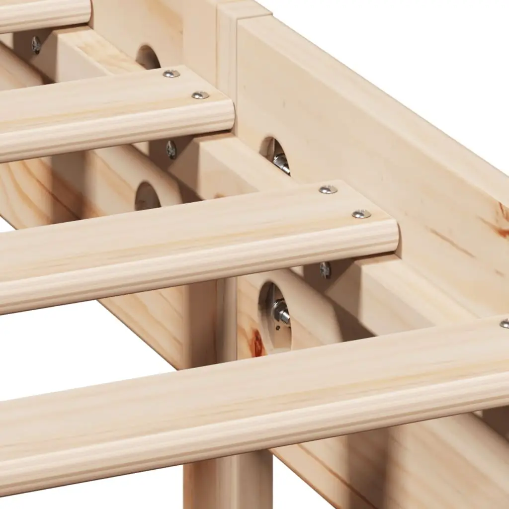 Solid Pine Bed Frame with Headboard Storage, 90x190 cm