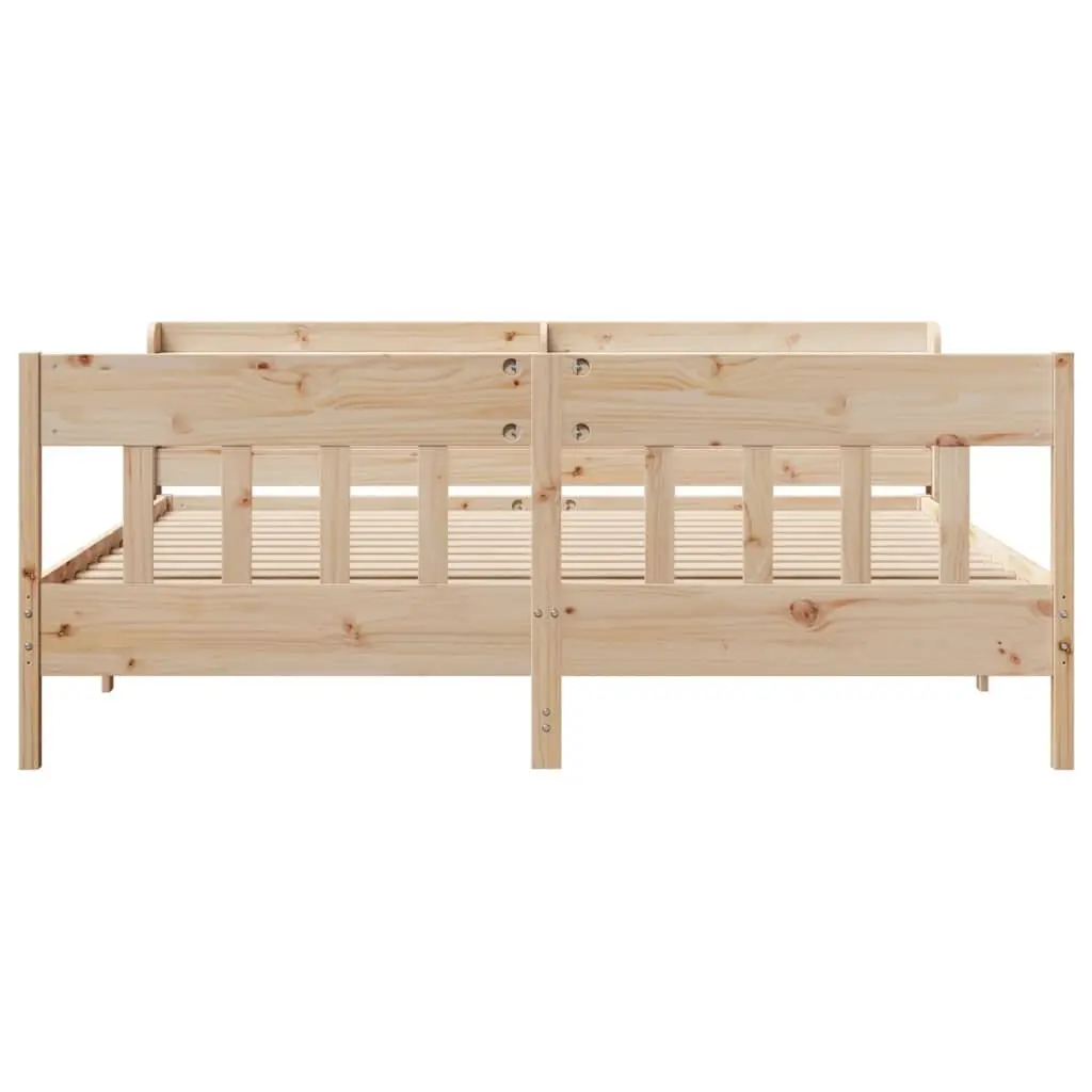 Solid Pinewood Bed Frame with Storage Shelves 180x200 cm