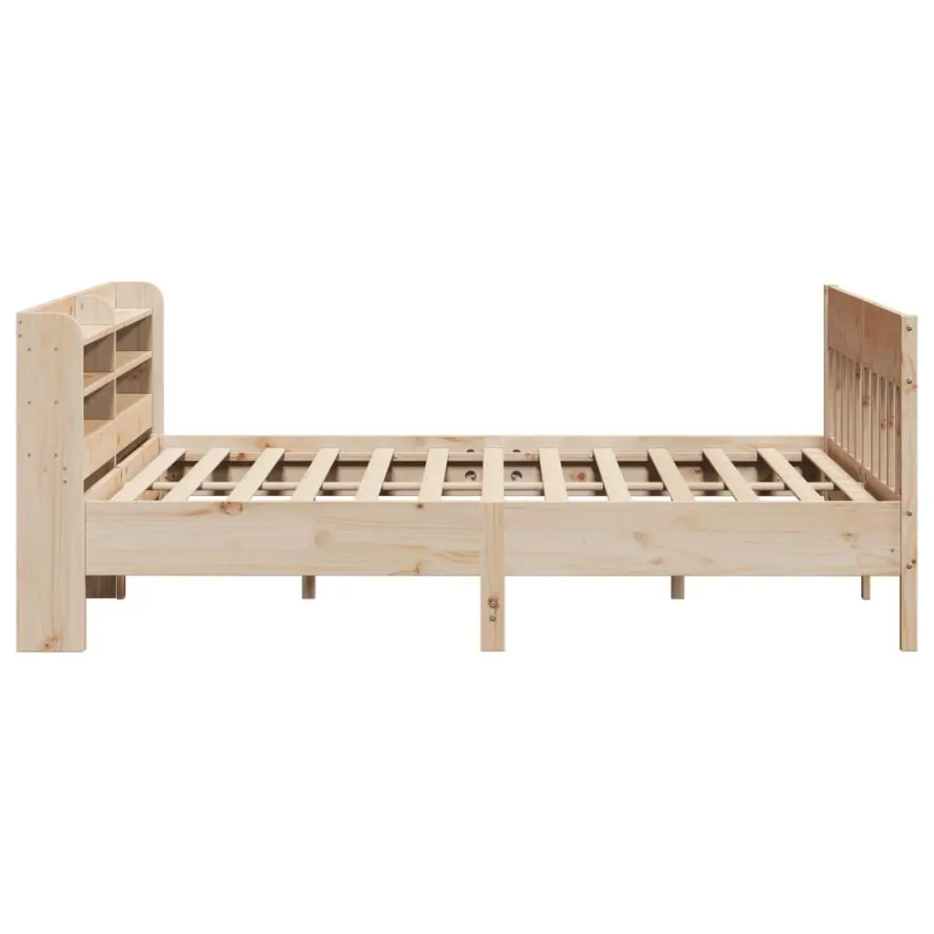 Solid Pinewood Bed Frame with Storage Shelves 180x200 cm