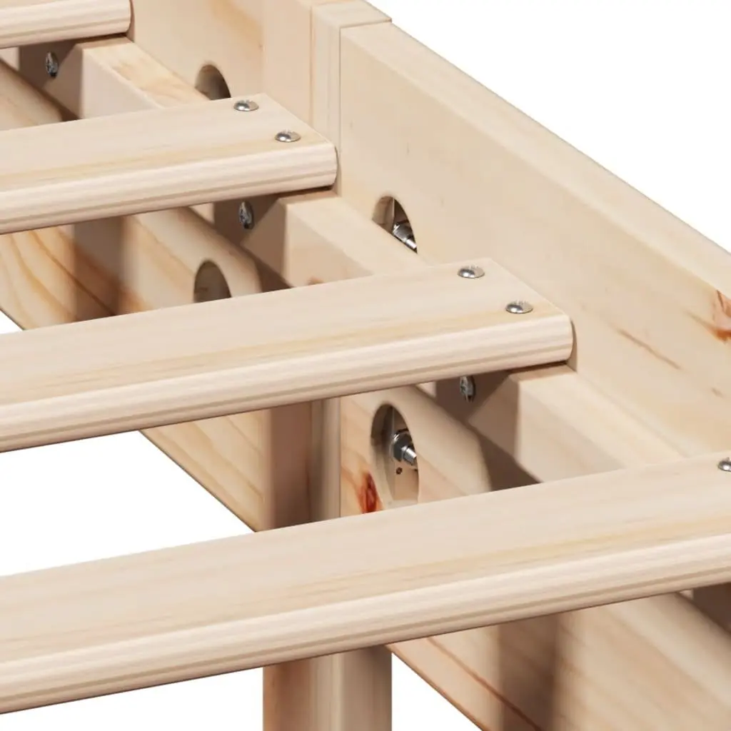 Solid Pinewood Bed Frame with Storage Shelves 180x200 cm