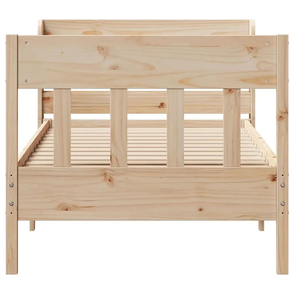 Solid Wood Pine Bed Frame 90x190 cm with Shelves