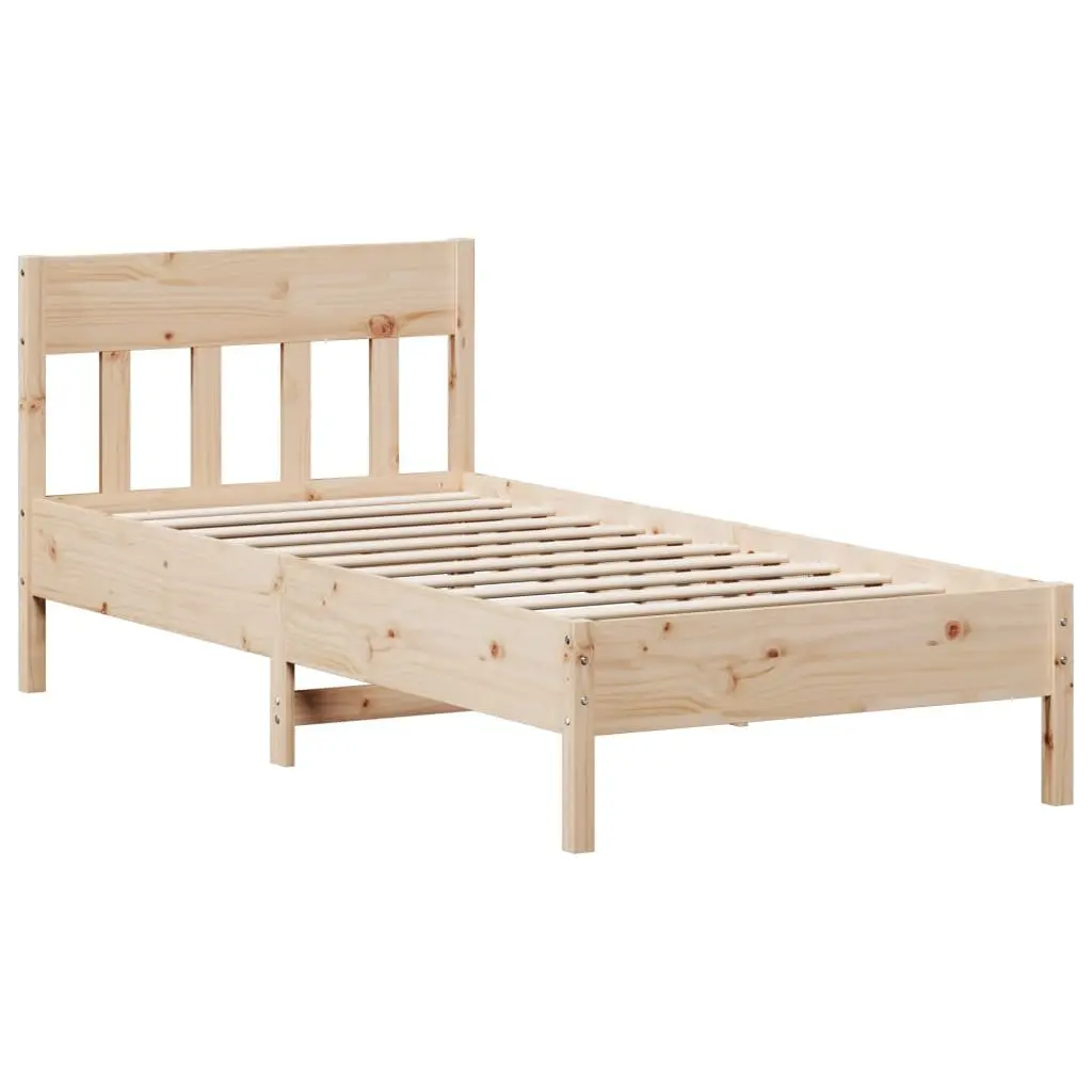 Solid Wood Pine Bed Frame 90x190 cm with Shelves