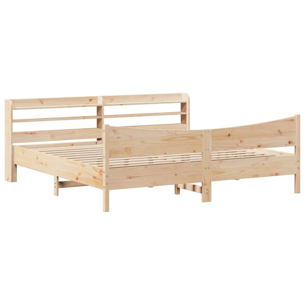 Brown Bed Frame with Headboard Storage 180x200cm