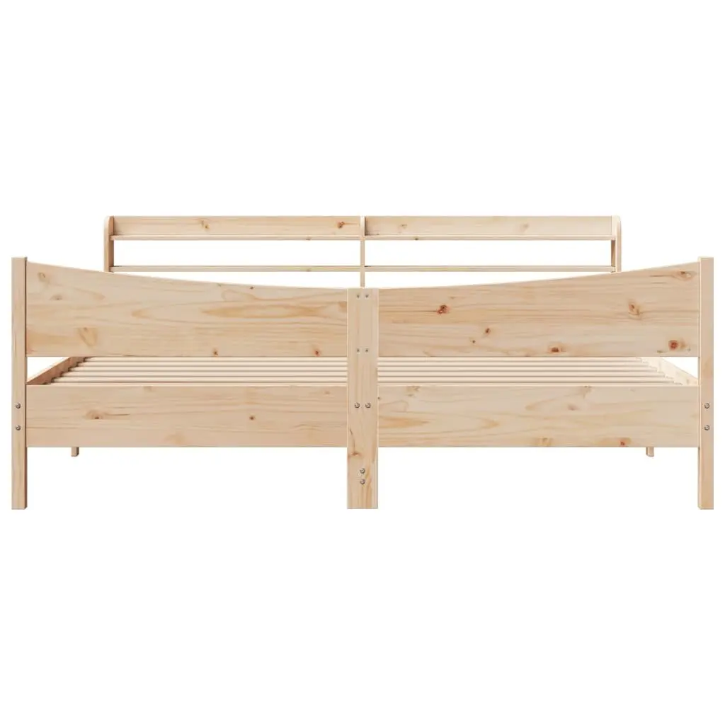 Brown Bed Frame with Headboard Storage 180x200cm