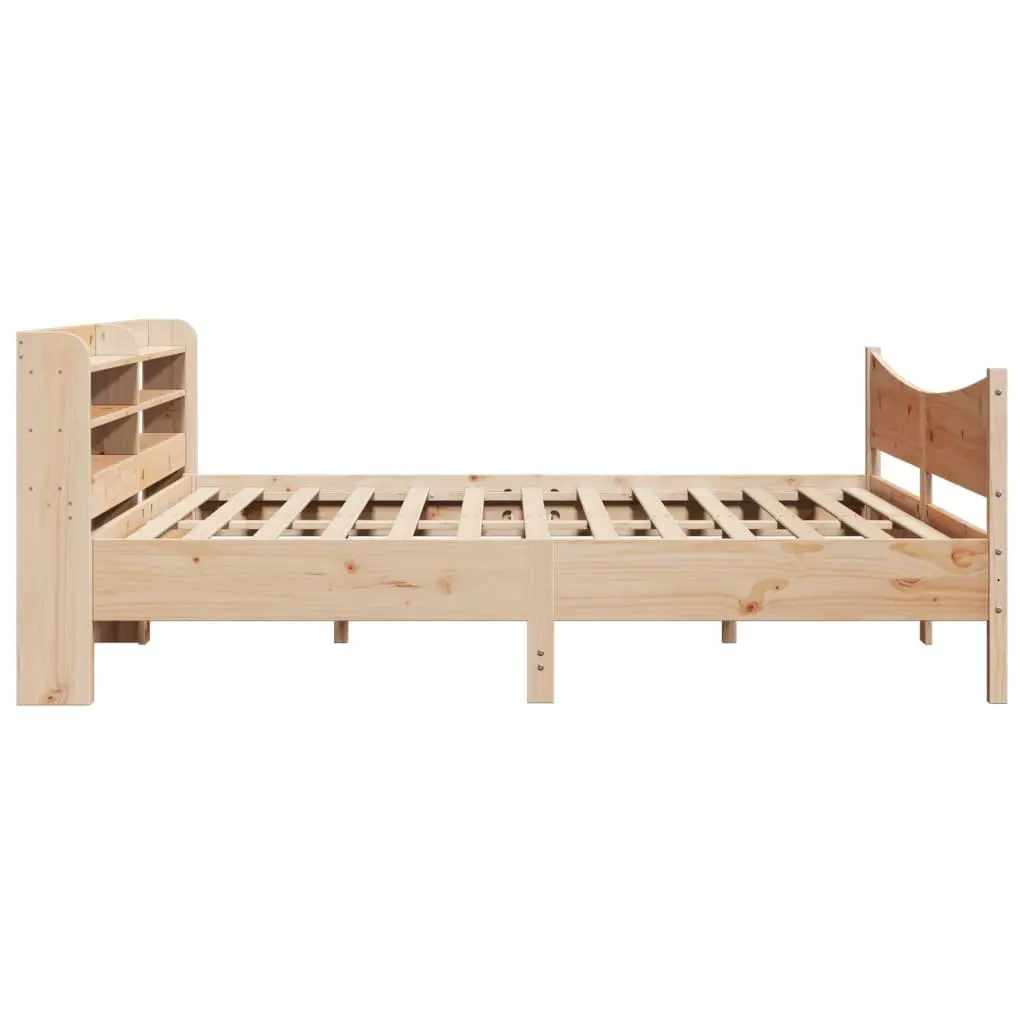 Brown Bed Frame with Headboard Storage 180x200cm