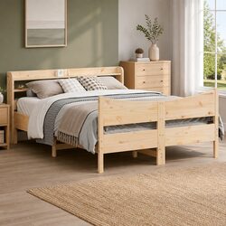 Durable Bed Frame with Storage Headboard 150x200 cm