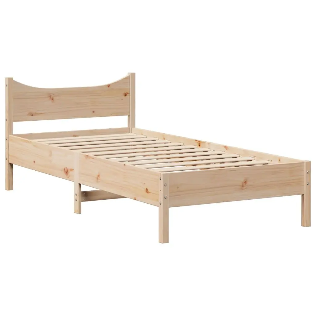 Solid Pine Bed Frame 90x200 cm with Headboard