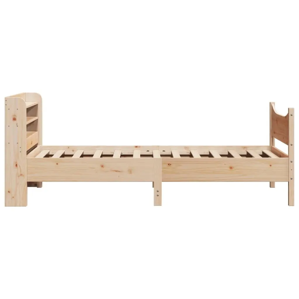 Solid Pine Bed Frame 90x200 cm with Headboard