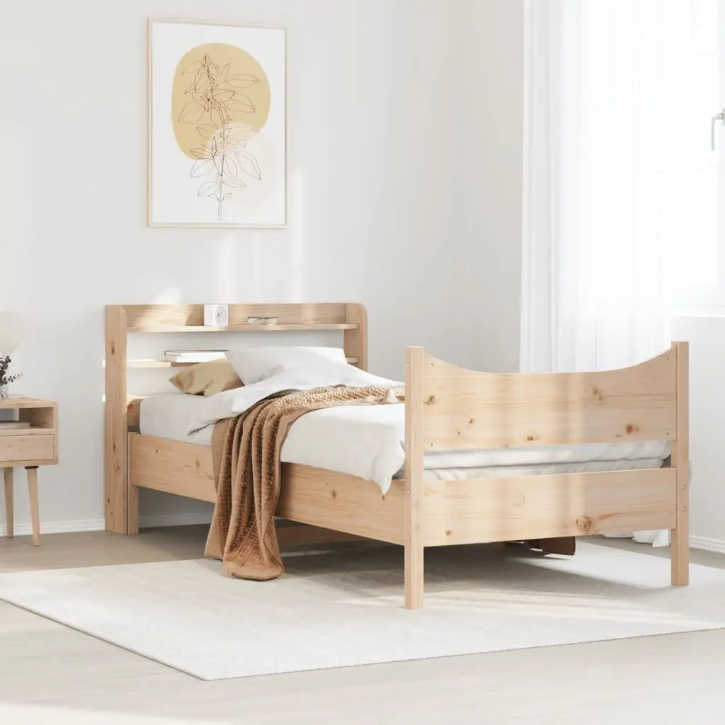 Solid Pine Wood Bed Frame with Headboard 90x190 cm
