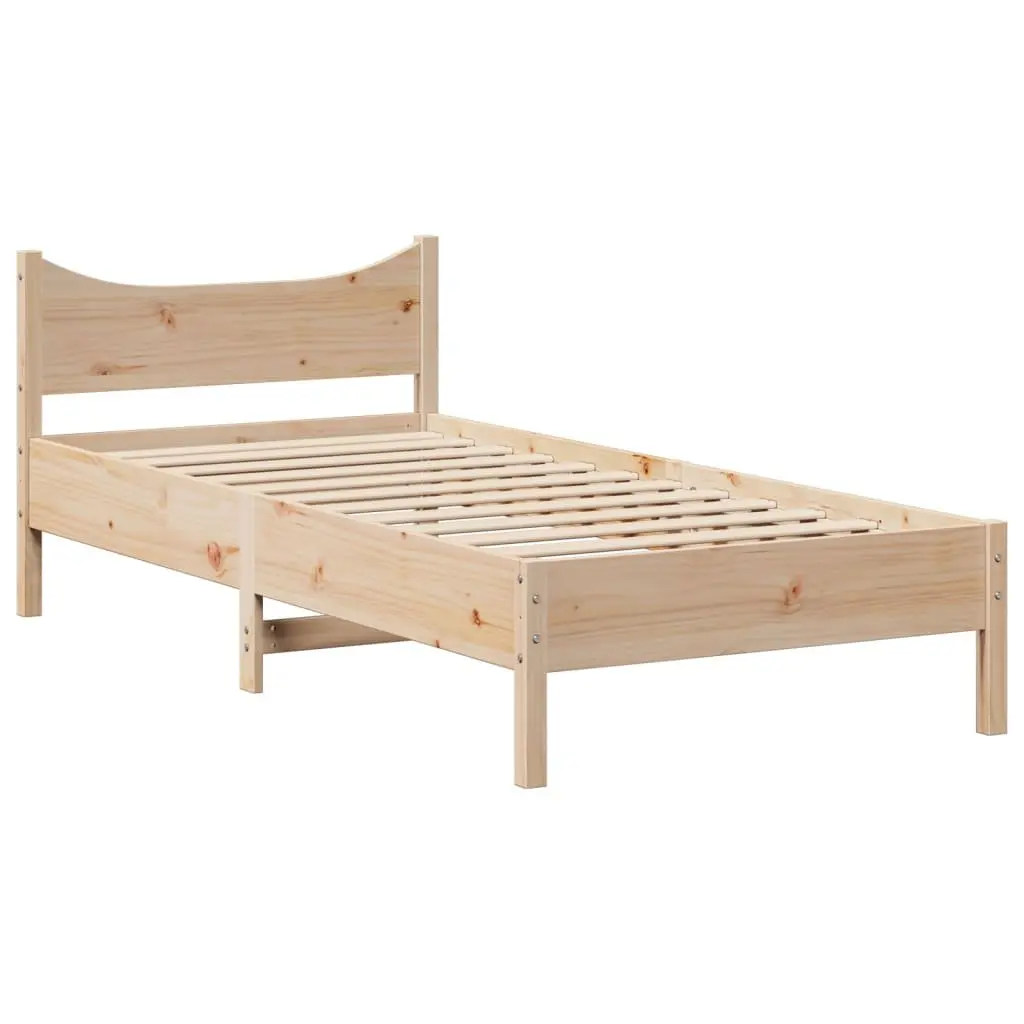 Solid Pine Wood Bed Frame with Headboard 90x190 cm