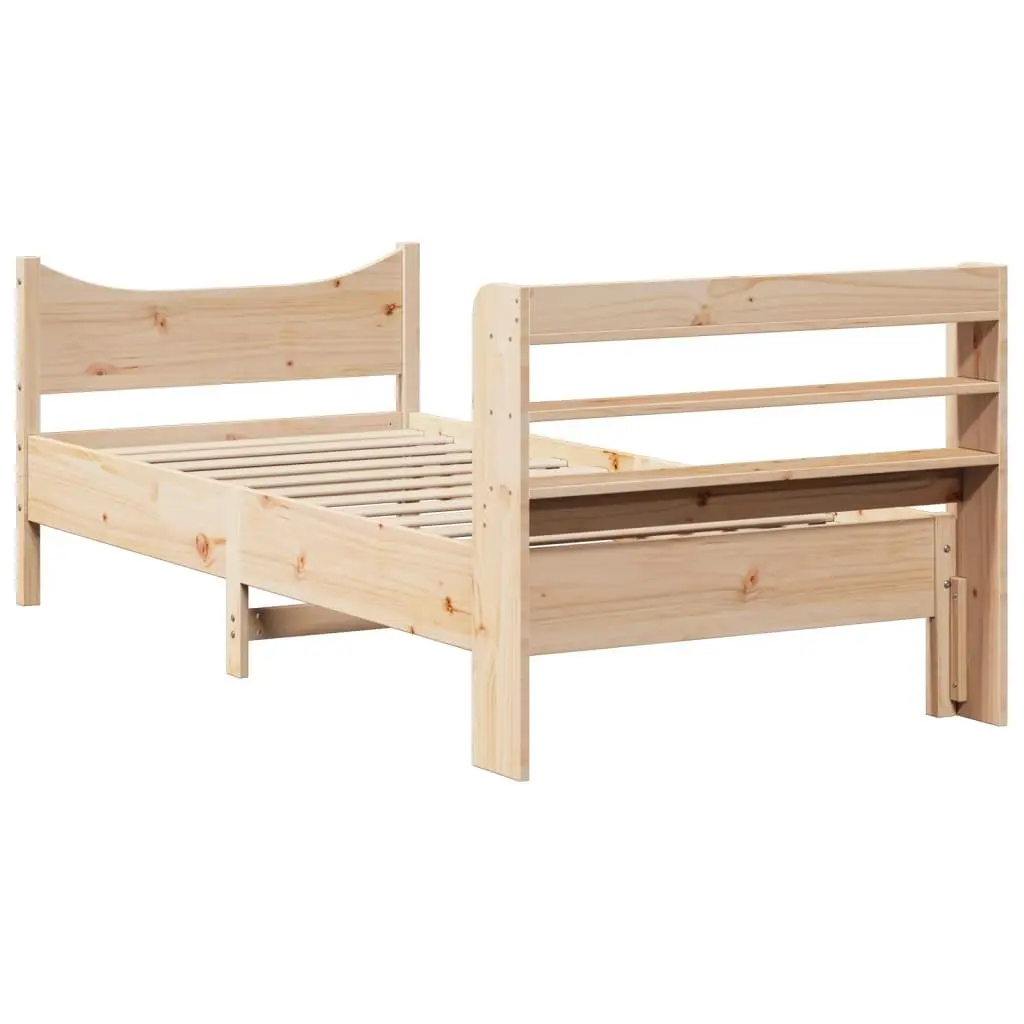 Solid Pine Wood Bed Frame with Headboard 90x190 cm