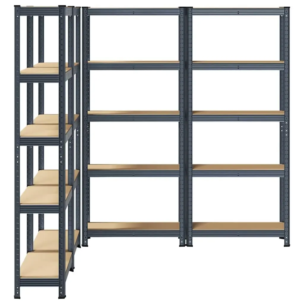 5-Layer Industrial Storage Shelves Steel Frame Engineered Wood Anthracite 4 Pcs