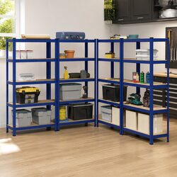 Heavy-Duty 5-Layer Industrial Storage Shelves Set in Blue