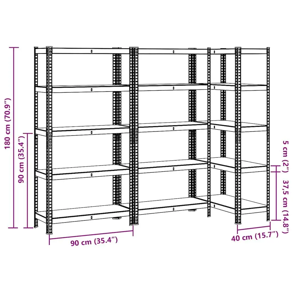 5-Layer Storage Shelving with Steel Frame
