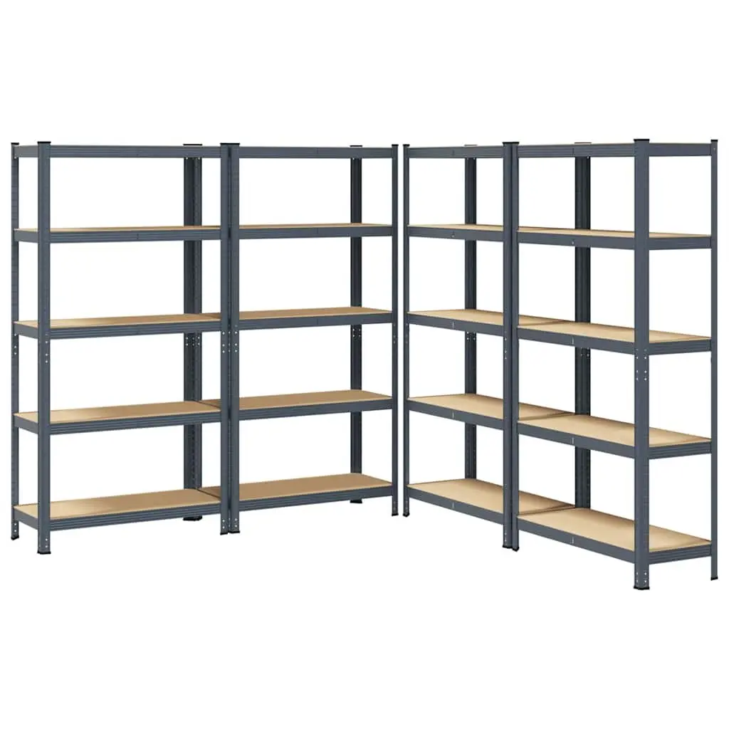 5-Layer Storage Shelves Unit Steel Engineered Wood Anthracite 4 pcs