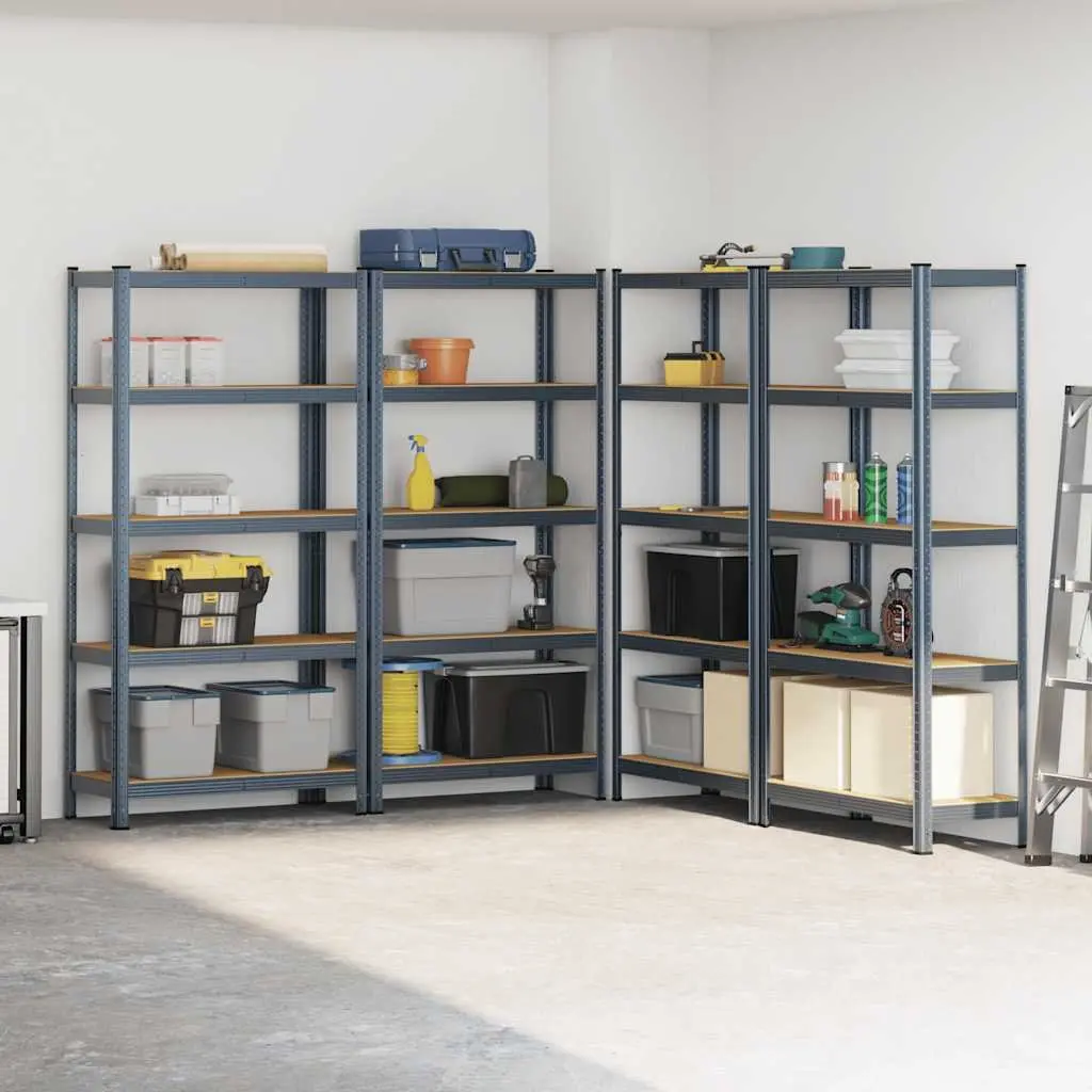 5-Layer Storage Shelves Unit Steel Engineered Wood Anthracite 4 pcs