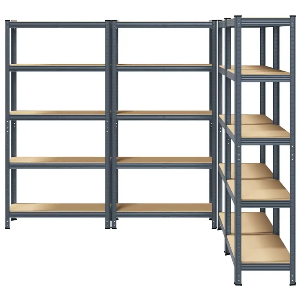 5-Layer Storage Shelves Unit Steel Engineered Wood Anthracite 4 pcs