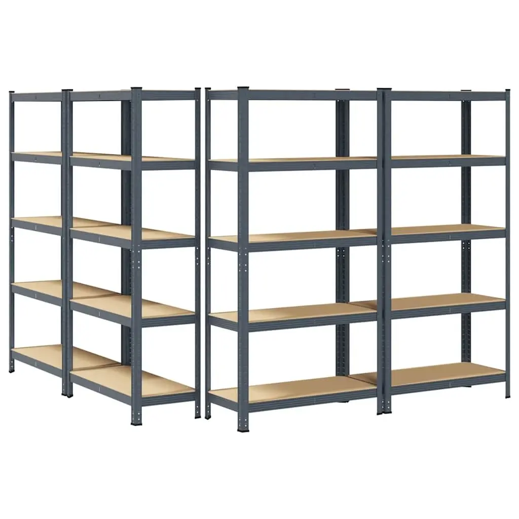 5-Layer Storage Shelves Unit Steel Engineered Wood Anthracite 4 pcs