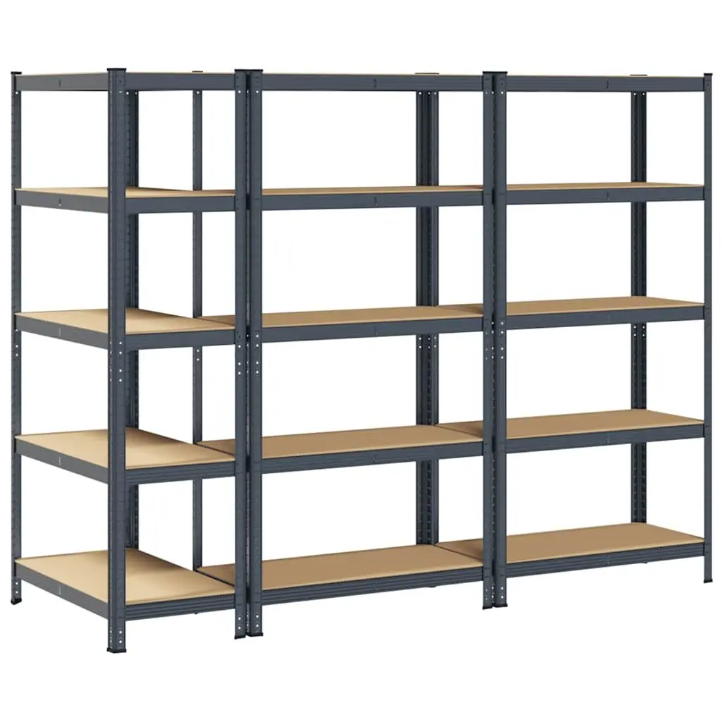 Heavy-Duty Storage Shelves Steel Frame Engineered Wood 5-Layer Anthracite