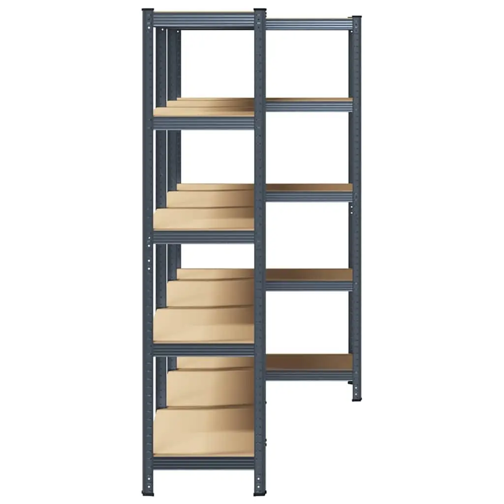 Heavy-Duty Storage Shelves Steel Frame Engineered Wood 5-Layer Anthracite
