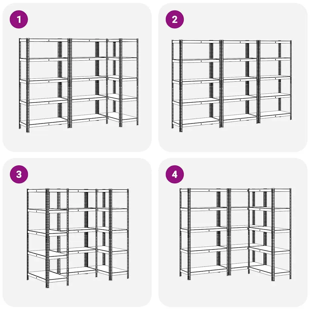 Heavy-Duty Storage Shelves Steel Frame Engineered Wood 5-Layer Anthracite