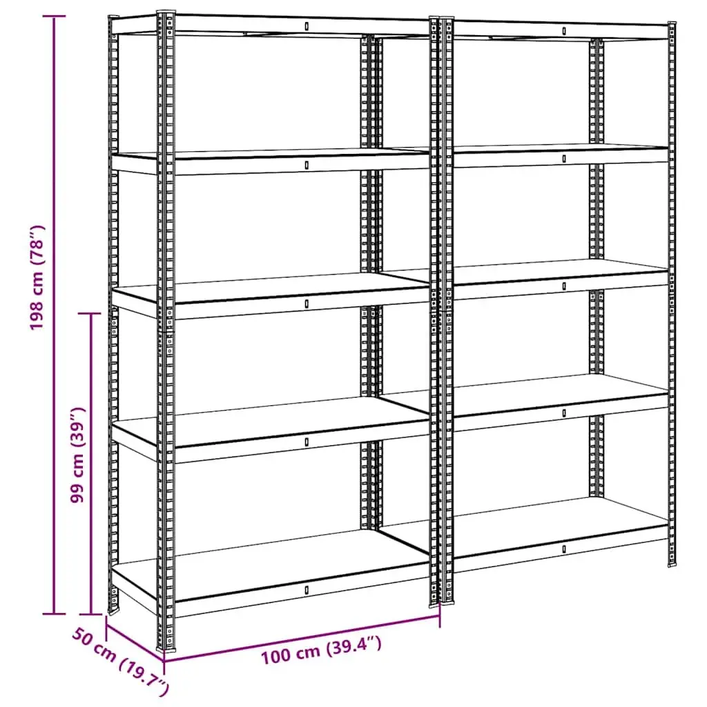 5-Layer Industrial Storage Shelves with Steel Frame