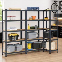 Heavy-Duty 5-Layer Storage Shelves 3 Pack Anthracite Steel