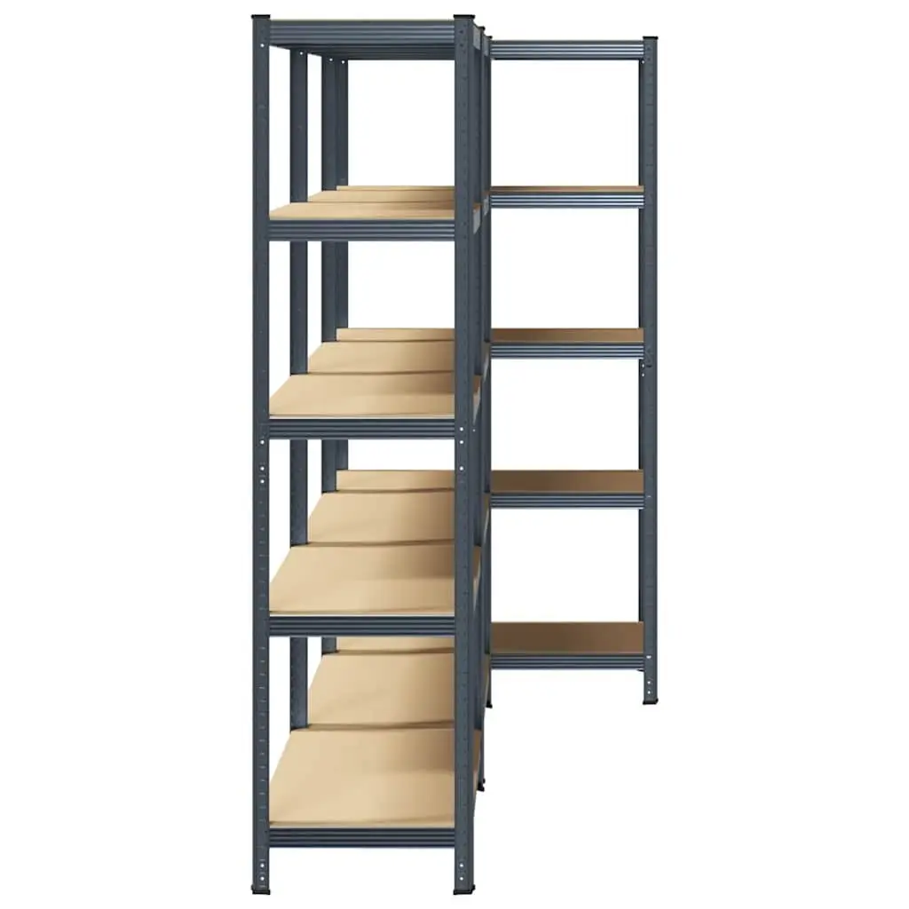 5-Layer Industrial Storage Shelves 3 Pack Anthracite Steel Engineered Wood