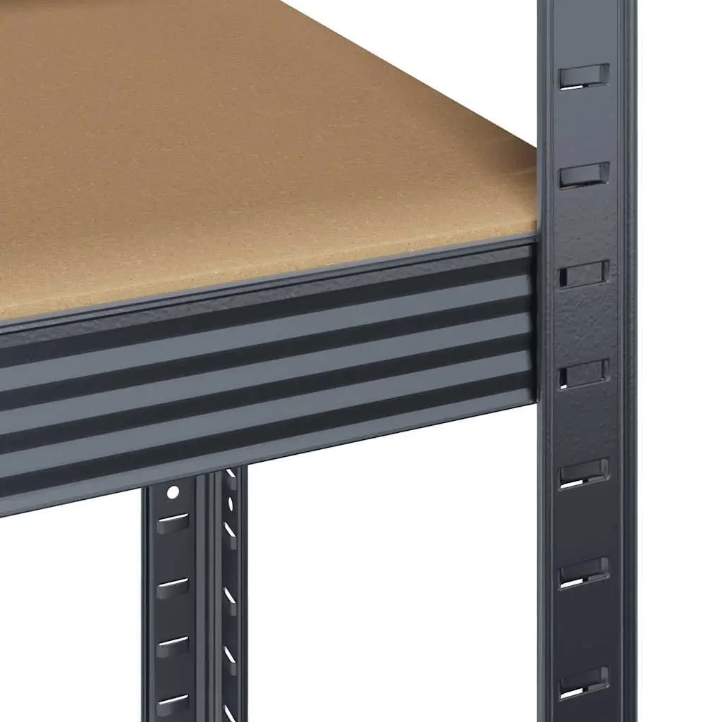 5-Layer Industrial Storage Shelves 3 Pack Anthracite Steel Engineered Wood