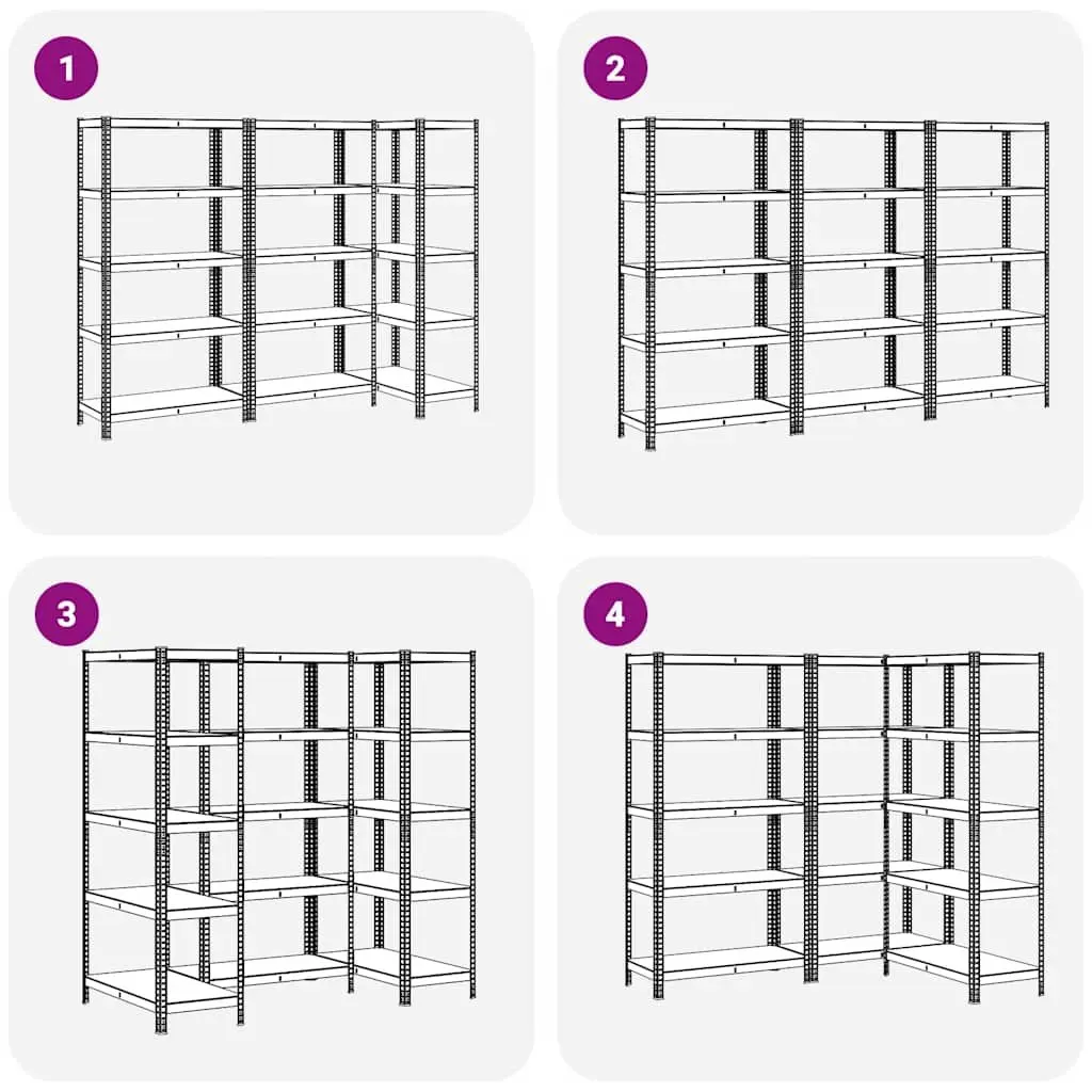 5-Layer Industrial Storage Shelves 3 Pack Anthracite Steel Engineered Wood