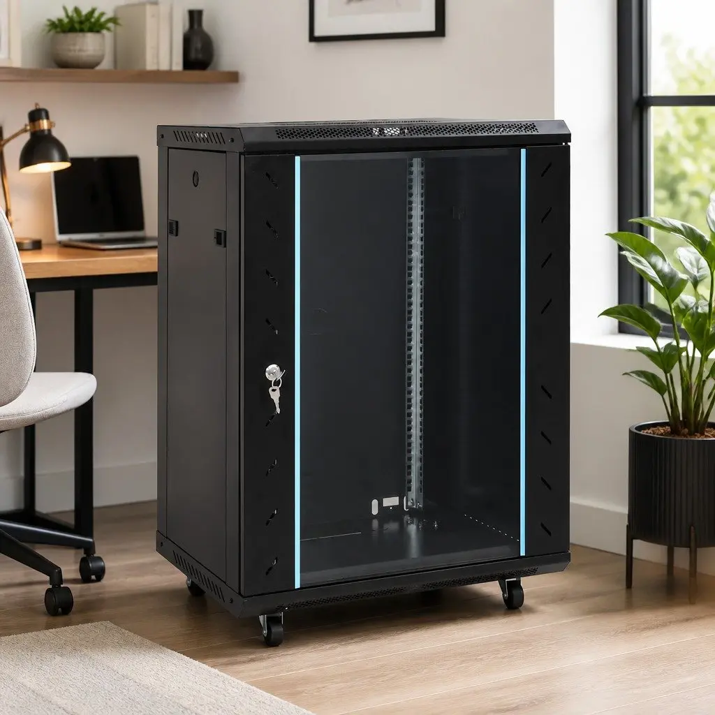15U Network Cabinet Steel 60W x 45D x 86H cm Black