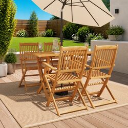 Eucalyptus Wood 5 Piece Outdoor Dining Set with Chairs