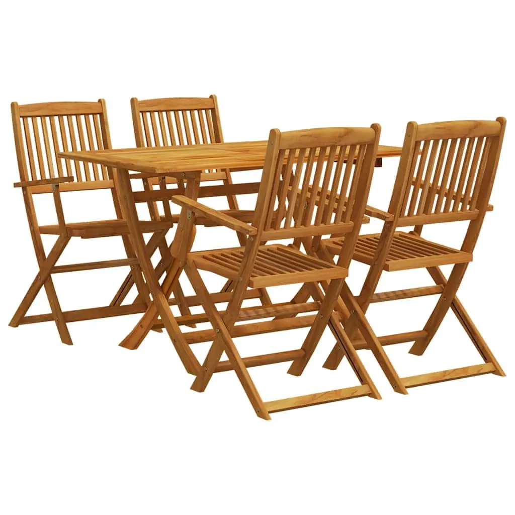 5 Piece Outdoor Dining Set Eucalyptus Wood Brown Foldable