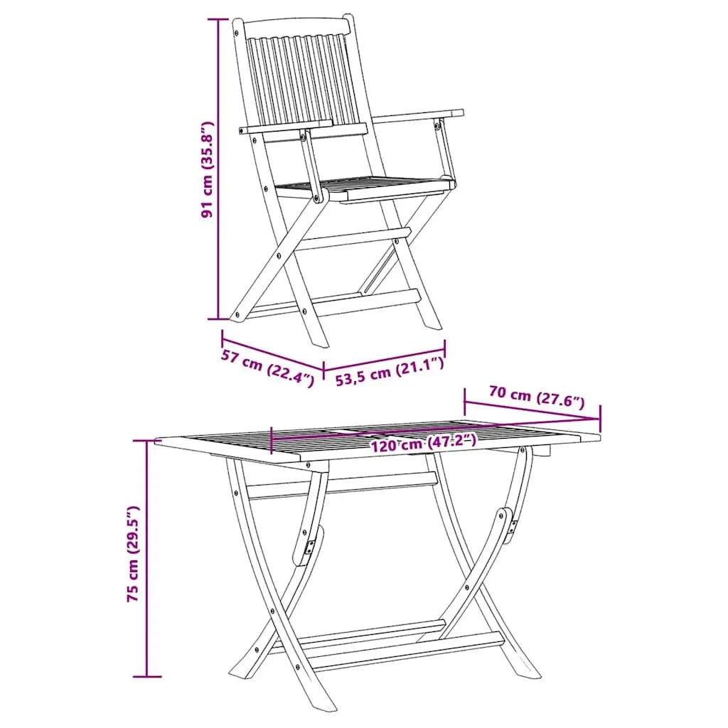 5 Piece Outdoor Dining Set Eucalyptus Wood Brown Foldable