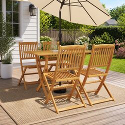 Durable 5-Piece Eucalyptus Garden Dining Set in Brown