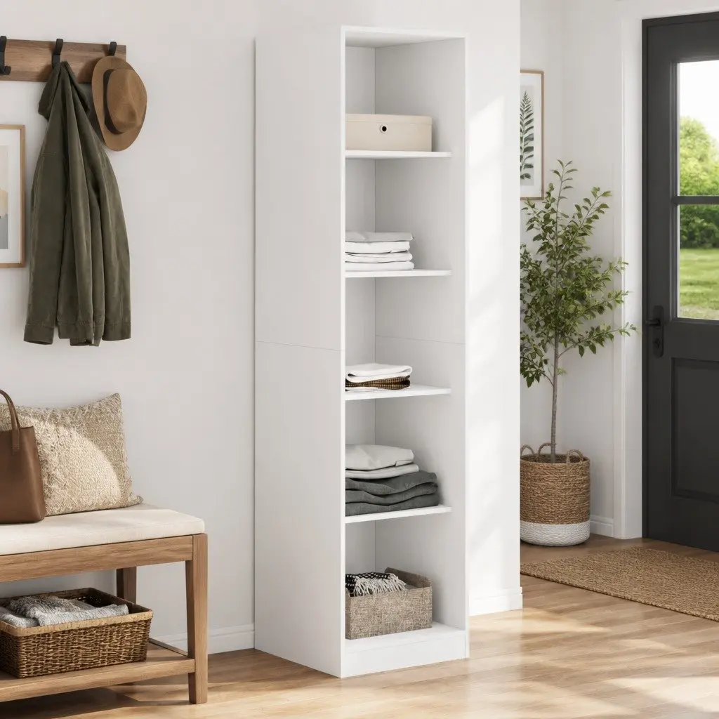 White Storage Cabinet with 5 Compartments