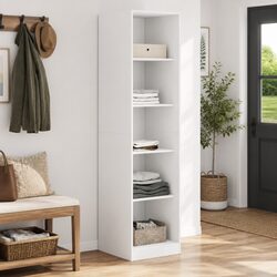 Sturdy White Storage Cabinet with 5 Compartments