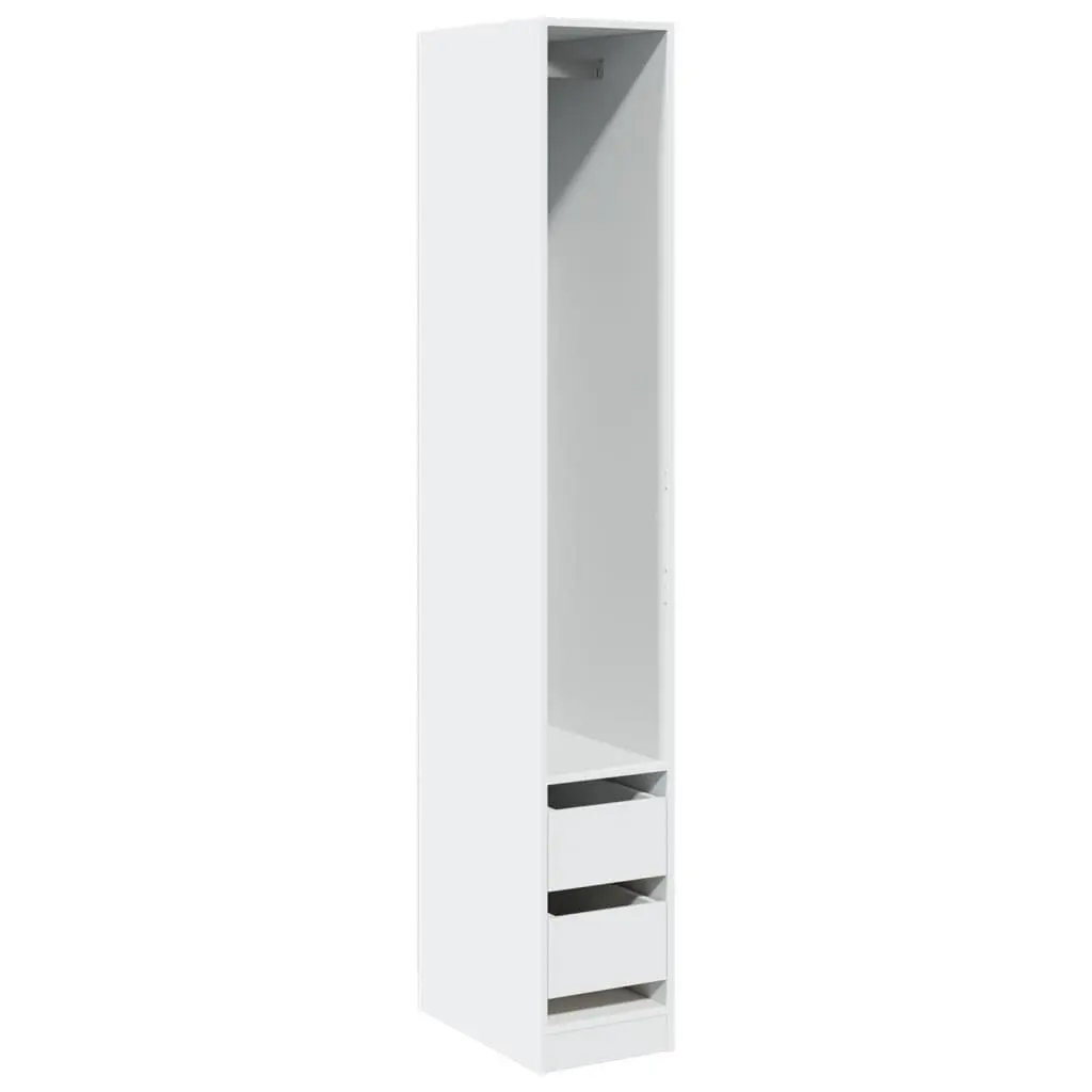 Wardrobe Engineered Wood 30x50x200 cm White Storage Cabinet with Compartment Drawers