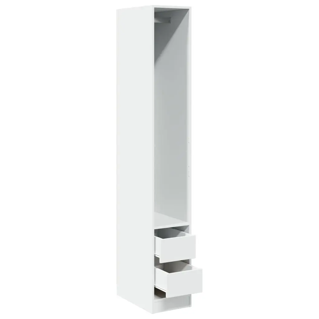 Wardrobe Engineered Wood 30x50x200 cm White Storage Cabinet with Compartment Drawers