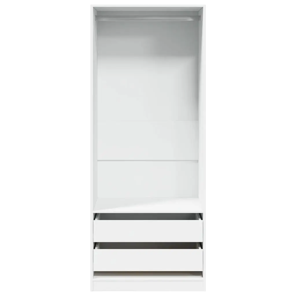 Wardrobe Engineered Wood 80x50x200cm White Storage Cabinet 1 Compartment 2 Drawers