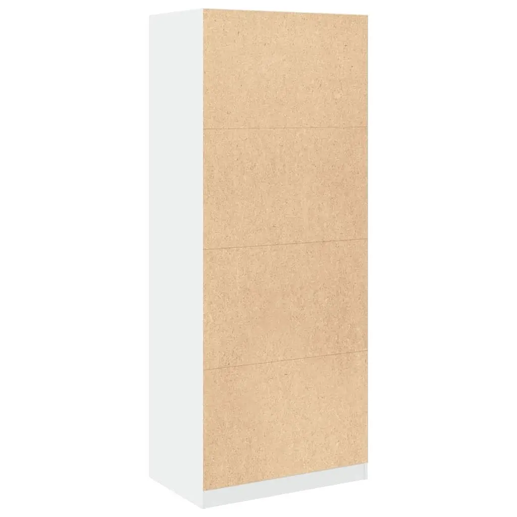 Wardrobe Engineered Wood 80x50x200cm White Storage Cabinet 1 Compartment 2 Drawers