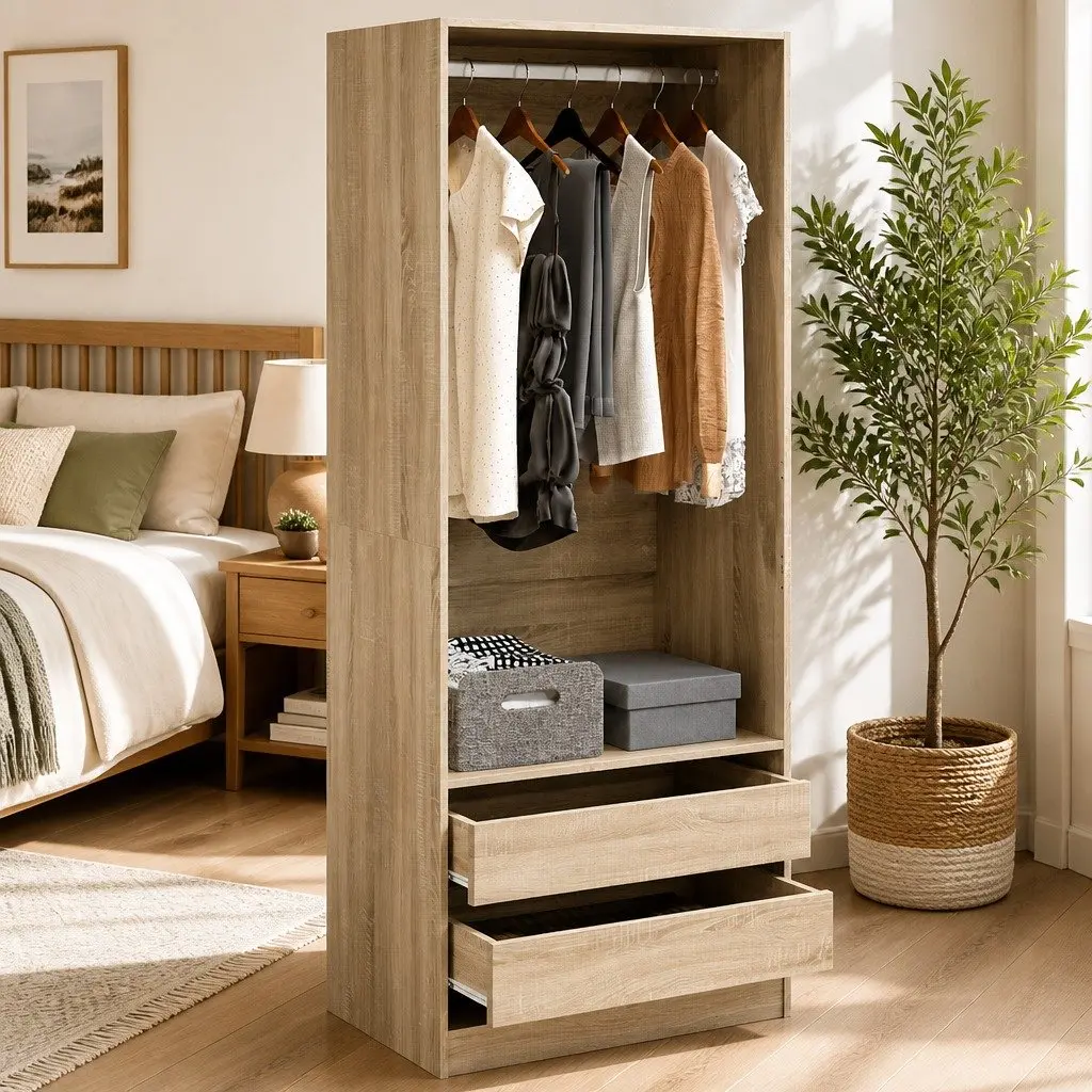 Engineered Wood Wardrobe Cupboard in Sonoma Oak 80x50x200cm