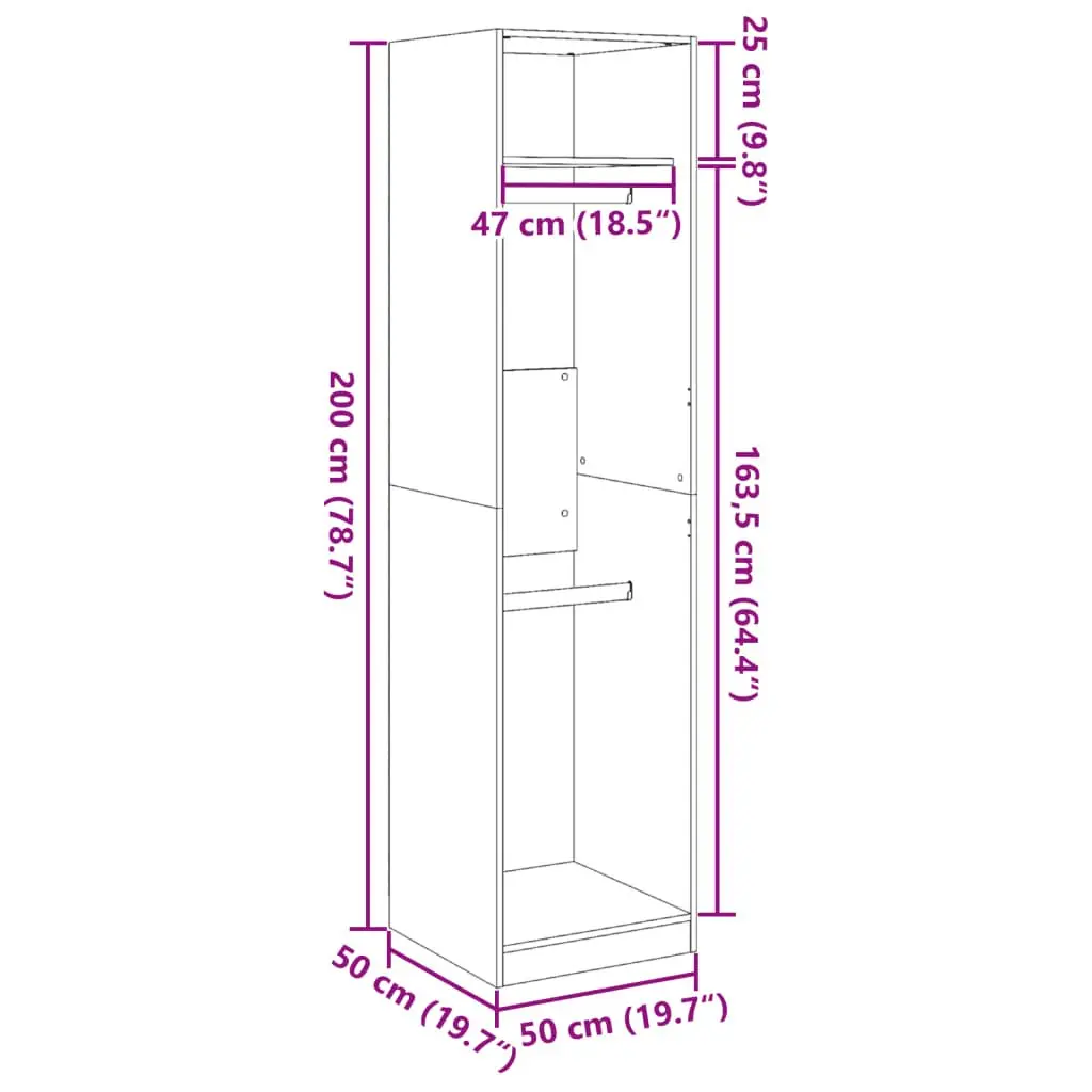 White Wardrobe Cupboard for Storage 50x50x200 cm