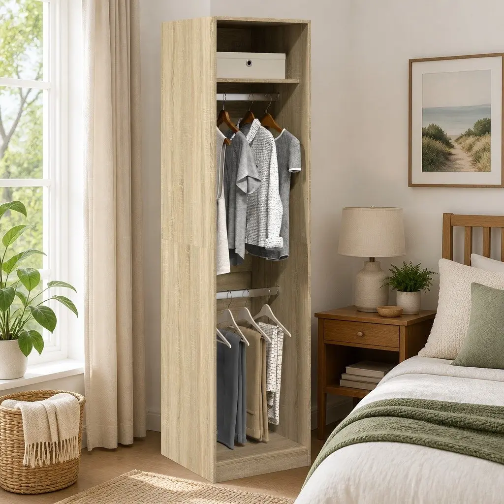 Brown Engineered Wood Wardrobe Cupboard 50x50x200cm