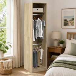 Sturdy Brown Engineered Wood Wardrobe Cupboard 50x50x200cm