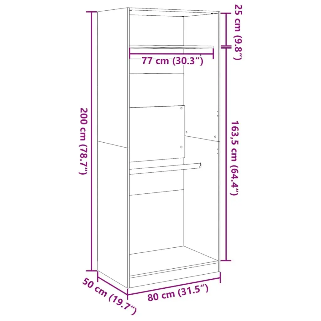 Wardrobe Engineered Wood 80x50x200 cm White